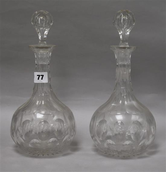 A pair of Victorian cut glass decanters